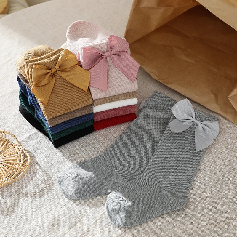 Girls Knee-High Bow Socks – 3-Pair Spanish Style Princess Set