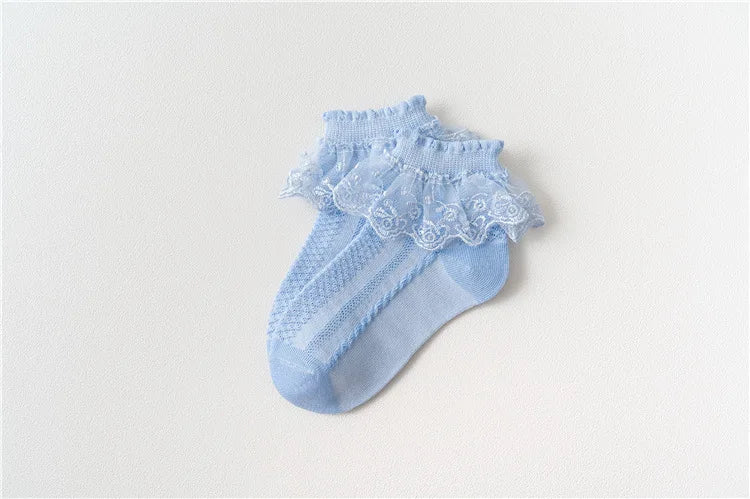 Girls Lace Ruffle Ankle Socks – 10-Pair Princess Set