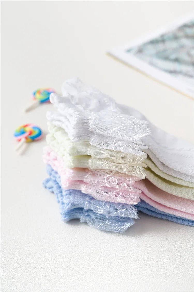 Girls Lace Ruffle Ankle Socks – 10-Pair Princess Set