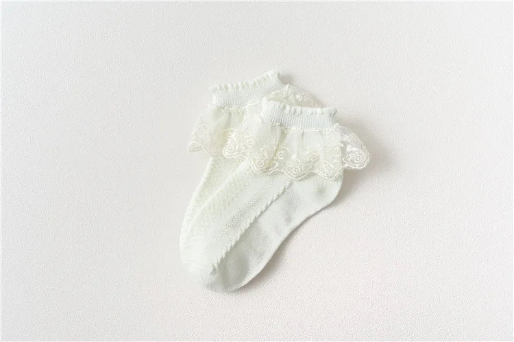 Girls Lace Ruffle Ankle Socks – 10-Pair Princess Set