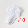 Girls Lace Ruffle Ankle Socks – 10-Pair Princess Set