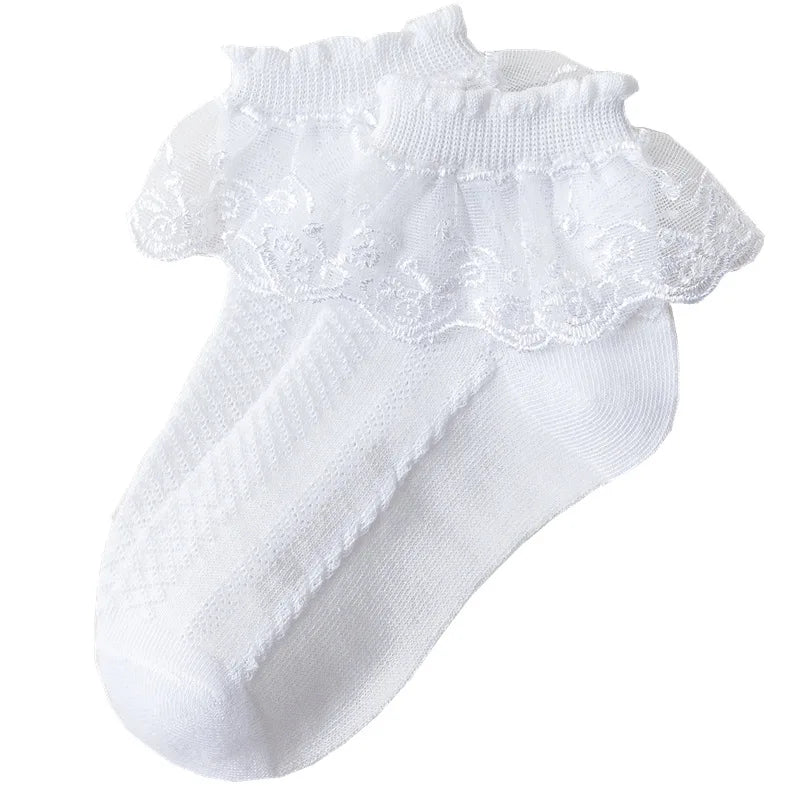 Girls Lace Ruffle Ankle Socks – 10-Pair Princess Set