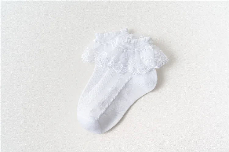 Girls Lace Ruffle Ankle Socks – 10-Pair Princess Set