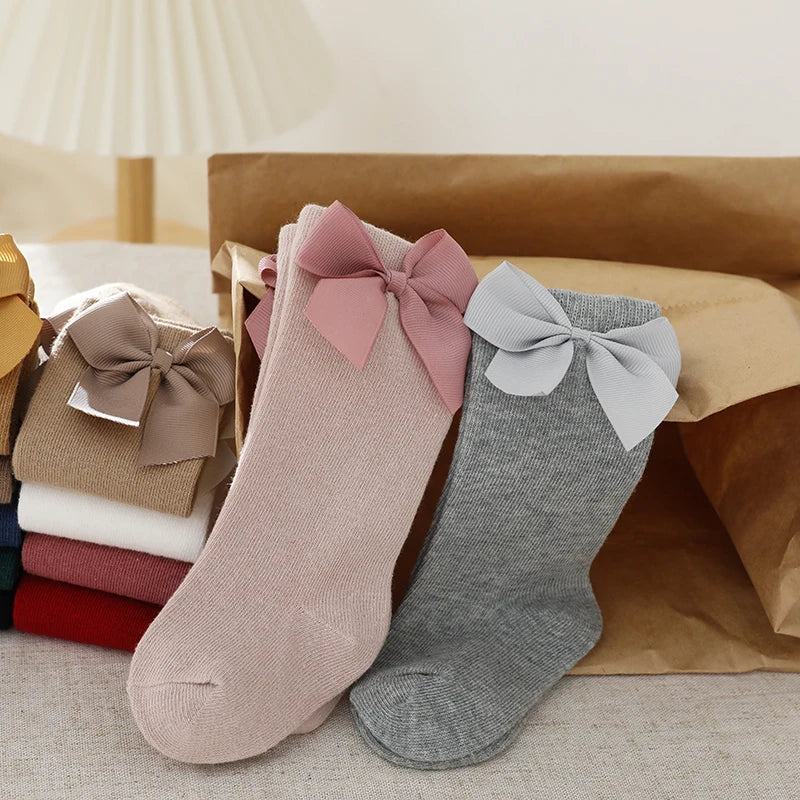 Girls Knee-High Bow Socks – 3-Pair Spanish Style Princess Set