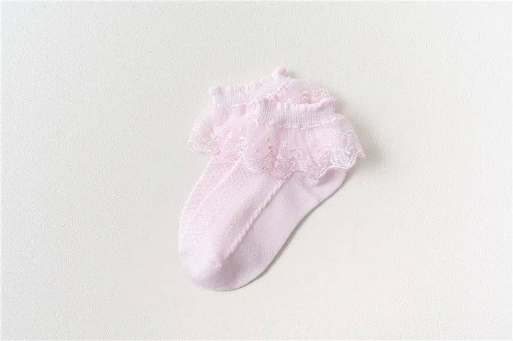 Girls Lace Ruffle Ankle Socks – 10-Pair Princess Set