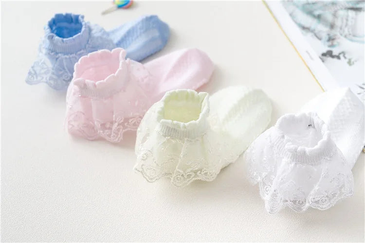 Girls Lace Ruffle Ankle Socks – 10-Pair Princess Set