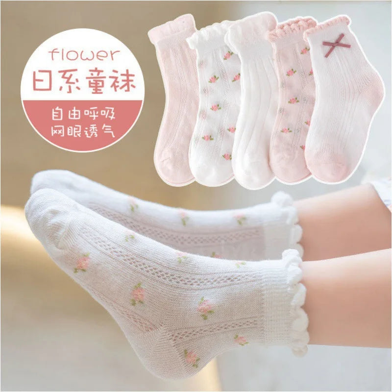 Kids Cotton School Socks – 5-Pair Set for Boys & Girls