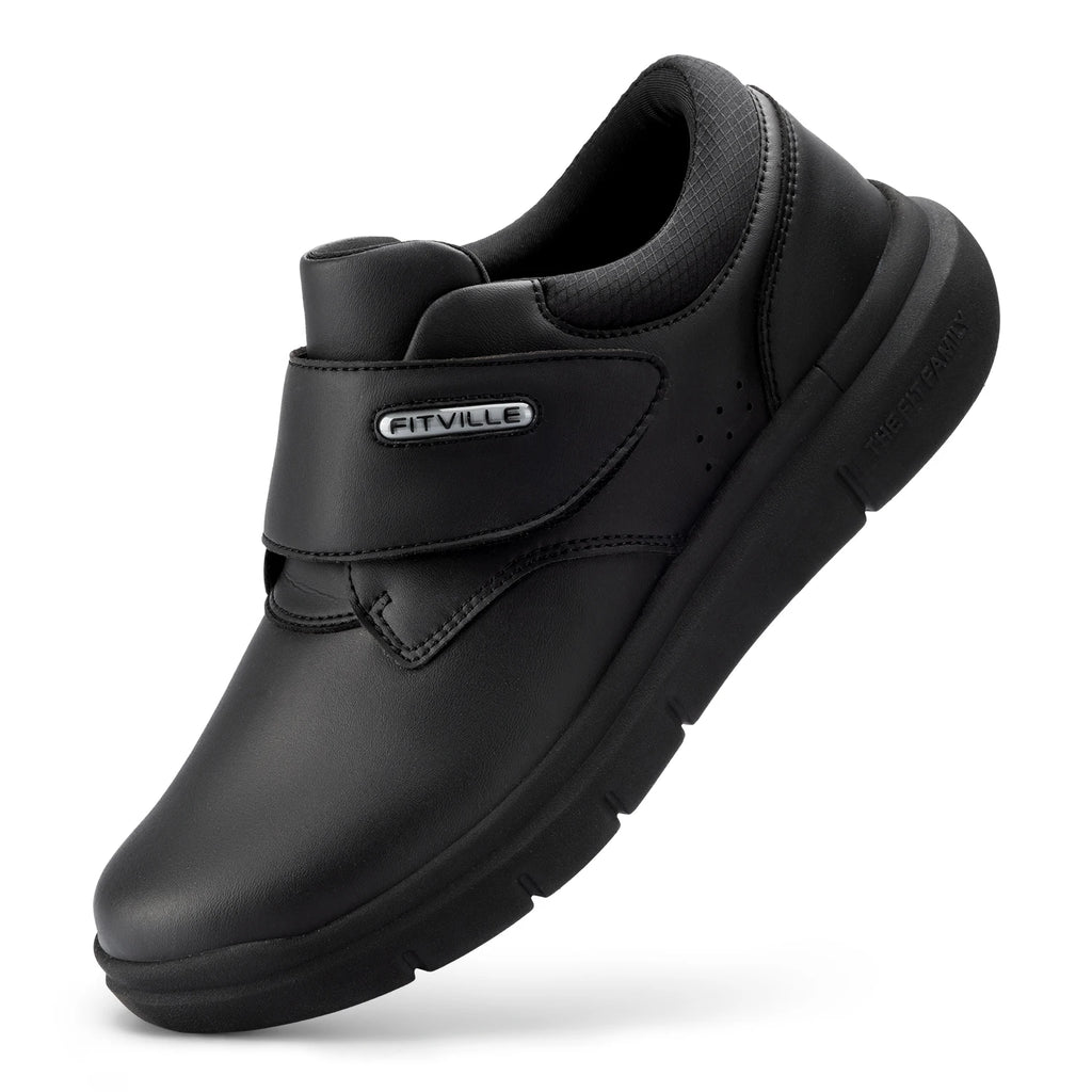 Men's Wide Leather Slip-On Shoes – Lightweight Non-Slip Comfort Shoes