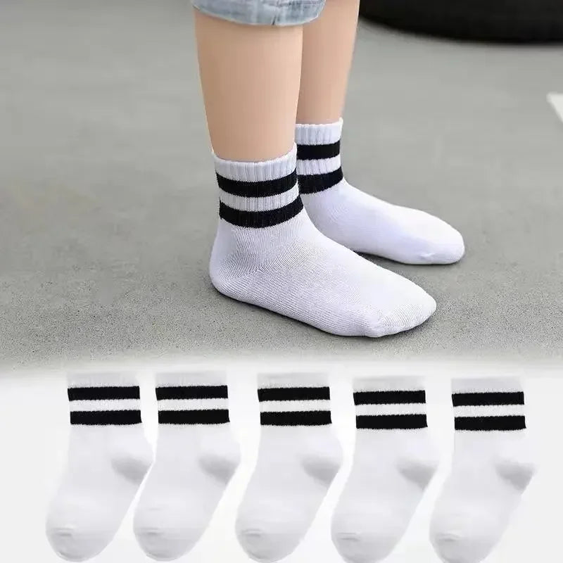 Kids Cotton School Socks – 5-Pair Set for Boys & Girls