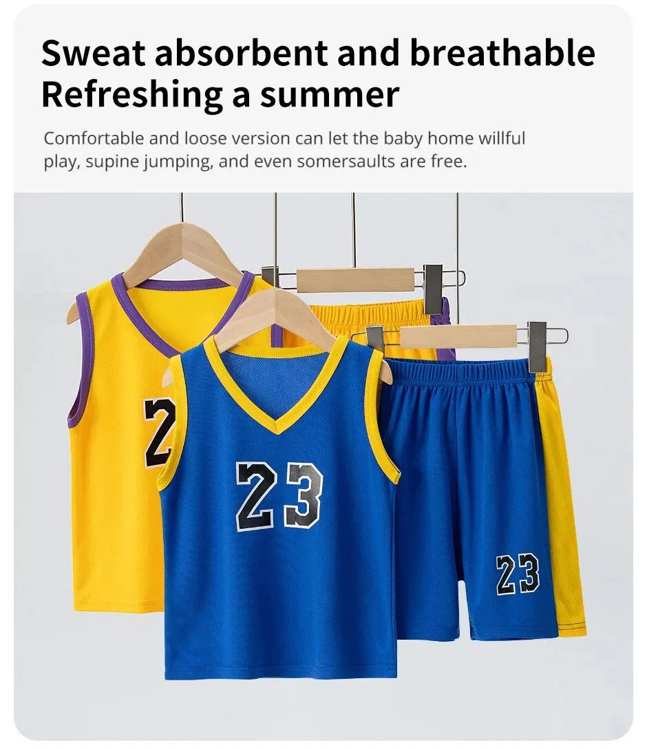 Kids Summer Sports Set – Sleeveless T-Shirt & Shorts 2/4 Piece