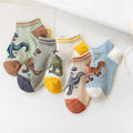 Boys Dinosaur Pattern Socks – 5-Pair Soft & Breathable Kids Socks