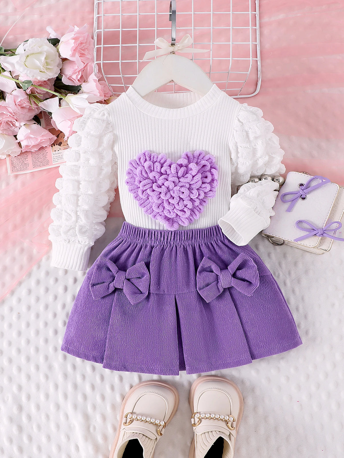 Girls Summer 3-Piece Pajama Set – Short Sleeve Top & Shorts