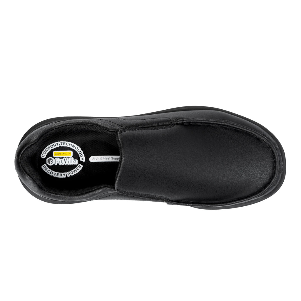 Men's Wide Fit Leather Slip-On Loafers – Lightweight Casual Walking Shoes
