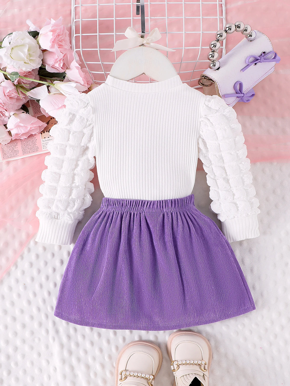 Girls Summer 3-Piece Pajama Set – Short Sleeve Top & Shorts