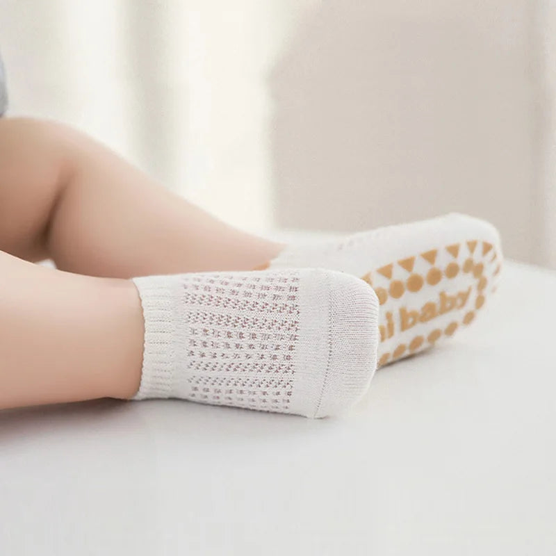Baby Toddler Cotton Non-Slip Socks – 6-Pair Set for Boys & Girls