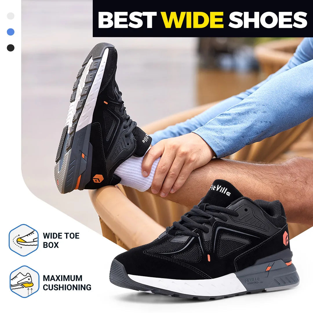 Men's Extra Wide Walking Shoes – Lightweight Arch Support Sneakers