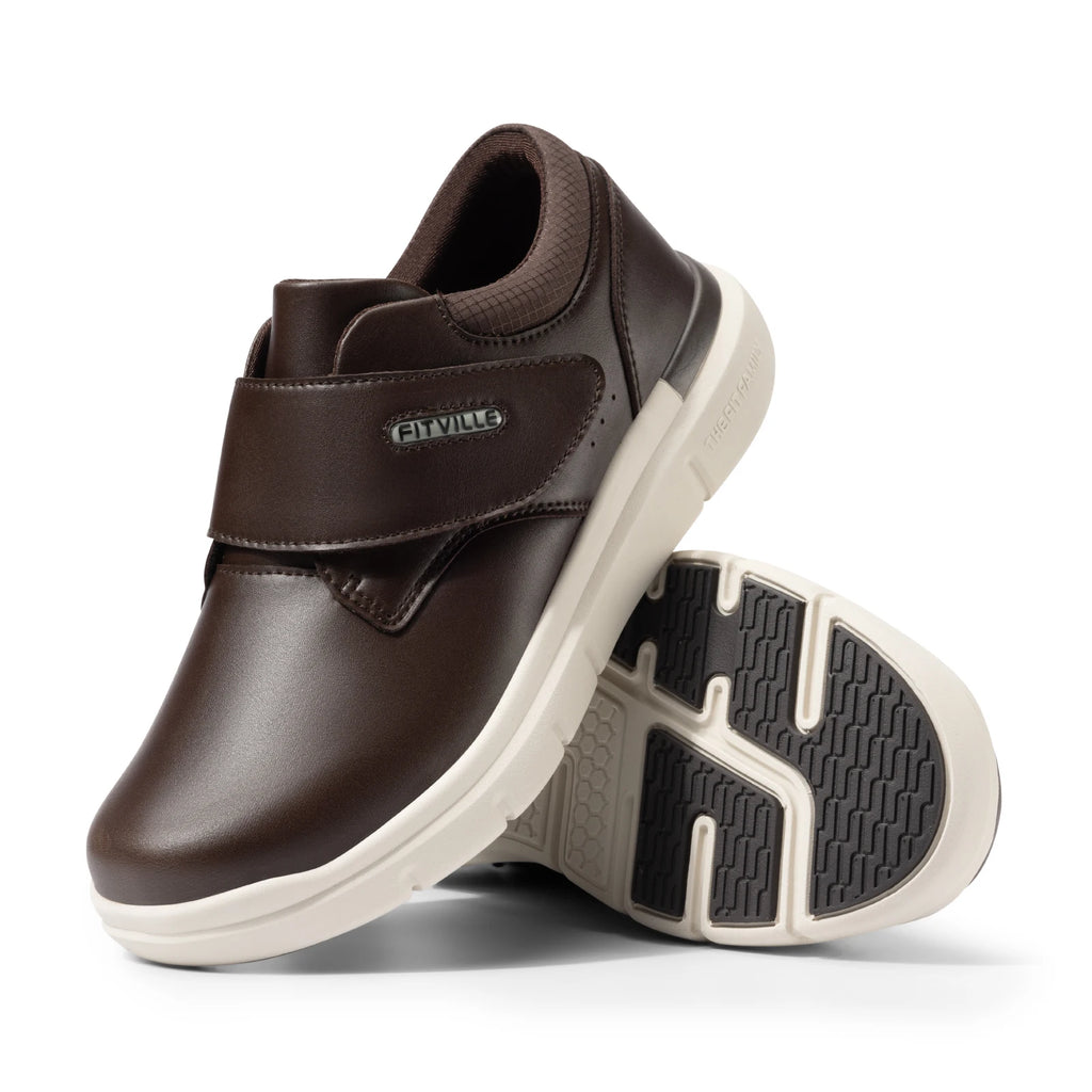 Men's Wide Leather Slip-On Shoes – Lightweight Non-Slip Comfort Shoes