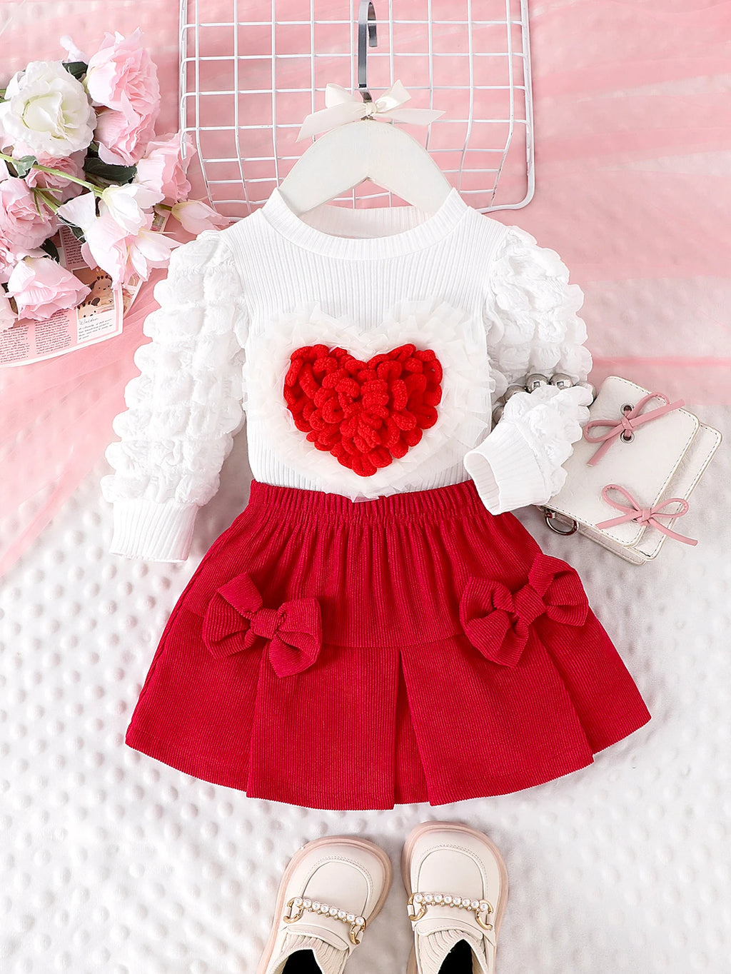 Girls Summer 3-Piece Pajama Set – Short Sleeve Top & Shorts
