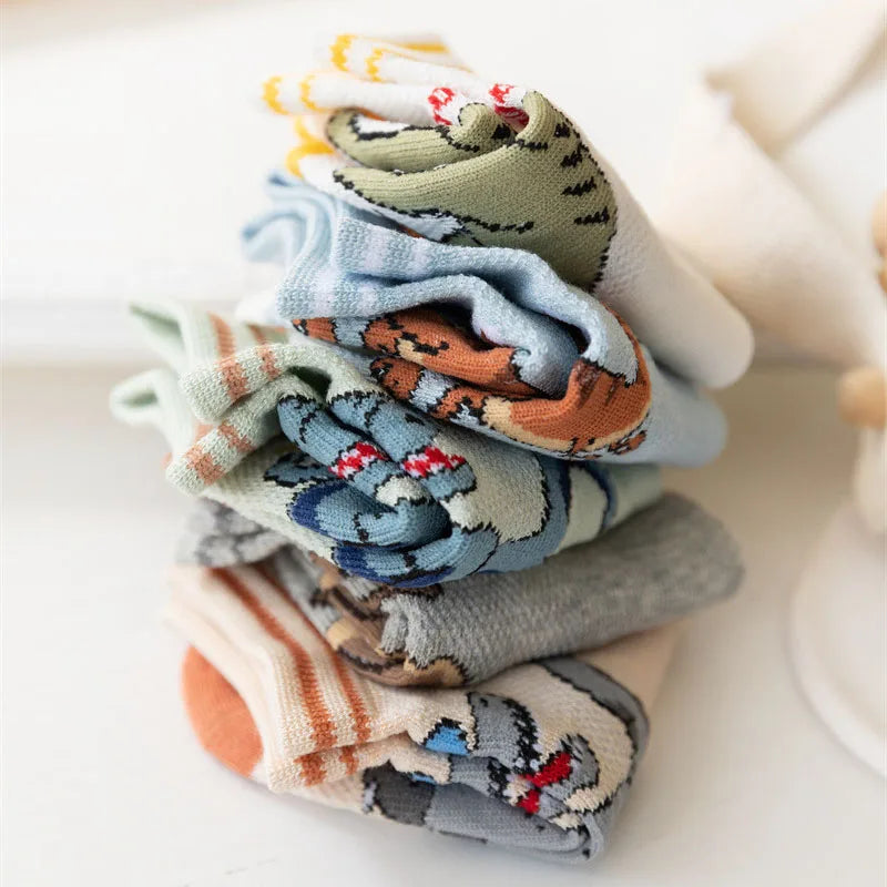 Boys Dinosaur Pattern Socks – 5-Pair Soft & Breathable Kids Socks