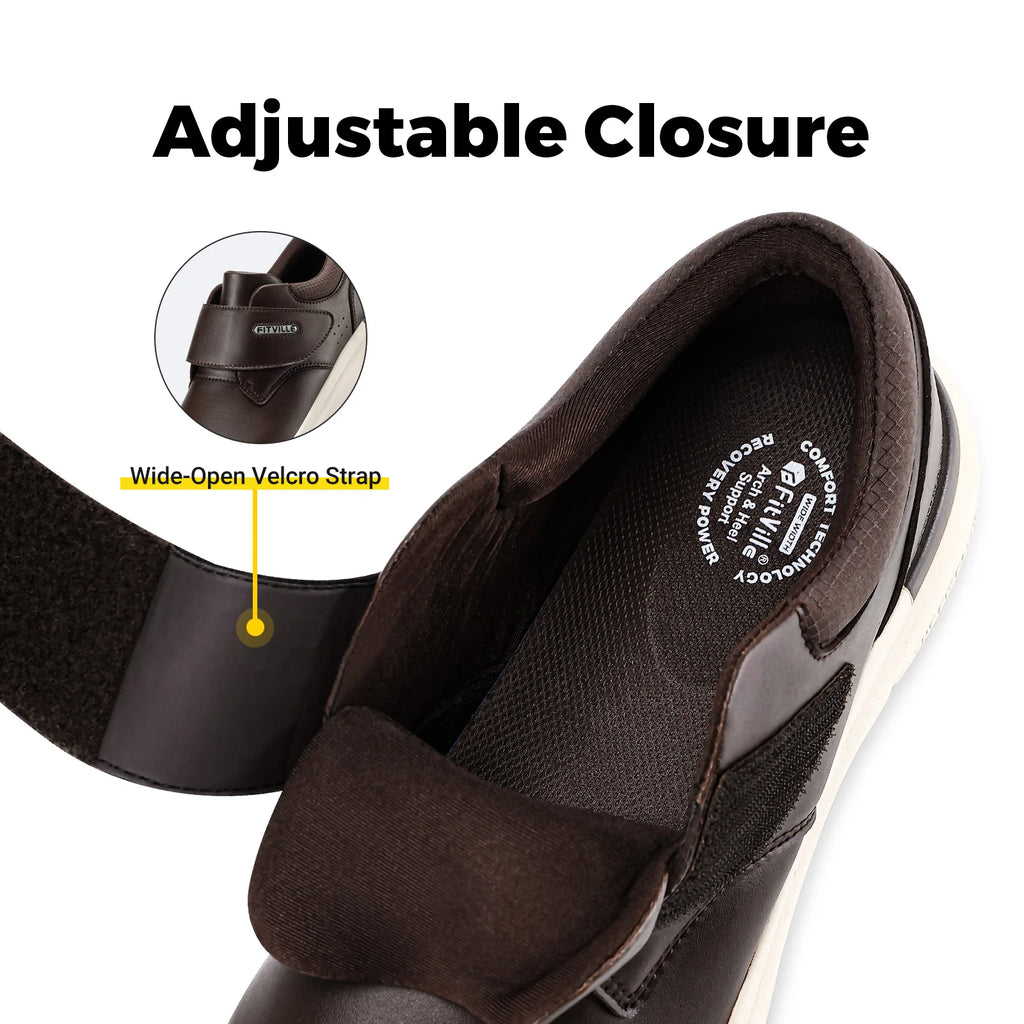 Men's Wide Leather Slip-On Shoes – Lightweight Non-Slip Comfort Shoes