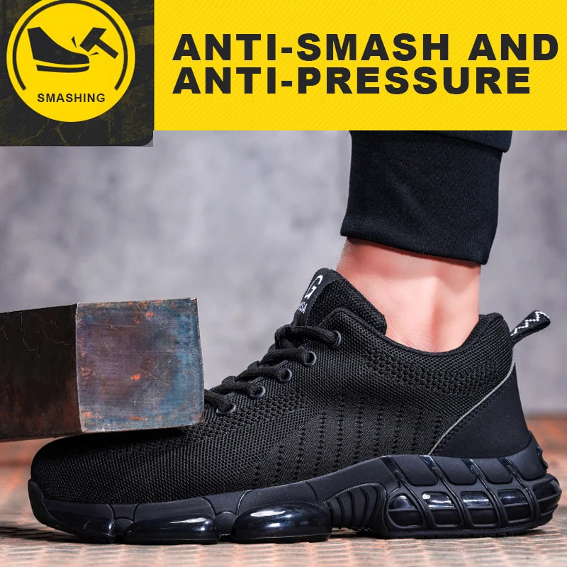 Men's Steel Toe Safety Shoes – Lightweight Breathable Work Sneakers