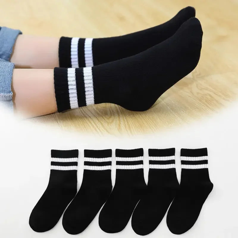 Kids Cotton School Socks – 5-Pair Set for Boys & Girls