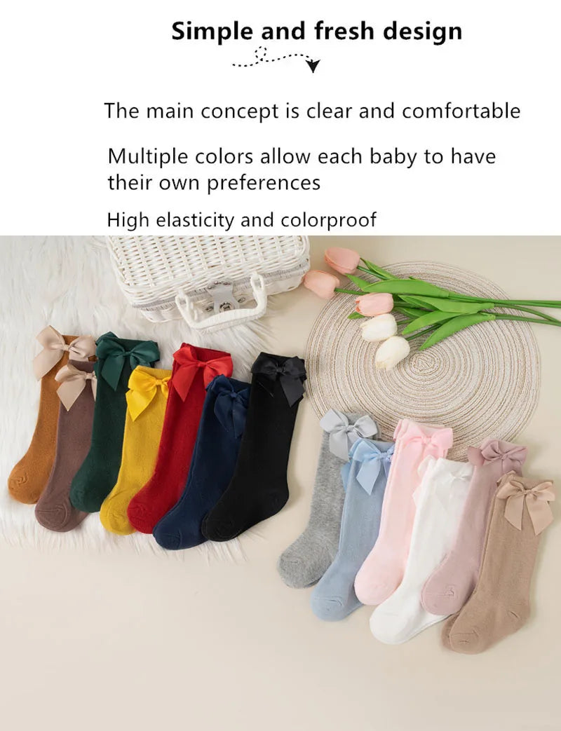 Girls Knee-High Bow Socks – 3-Pair Spanish Style Princess Set