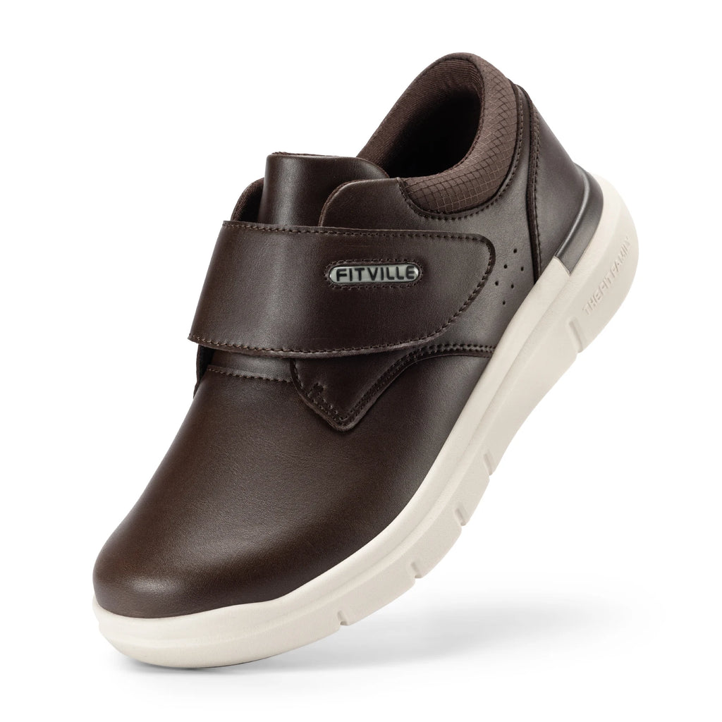 Men's Wide Leather Slip-On Shoes – Lightweight Non-Slip Comfort Shoes