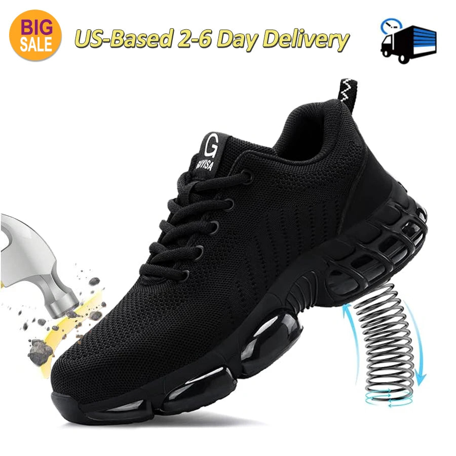 Men's Steel Toe Safety Shoes – Lightweight Breathable Work Sneakers