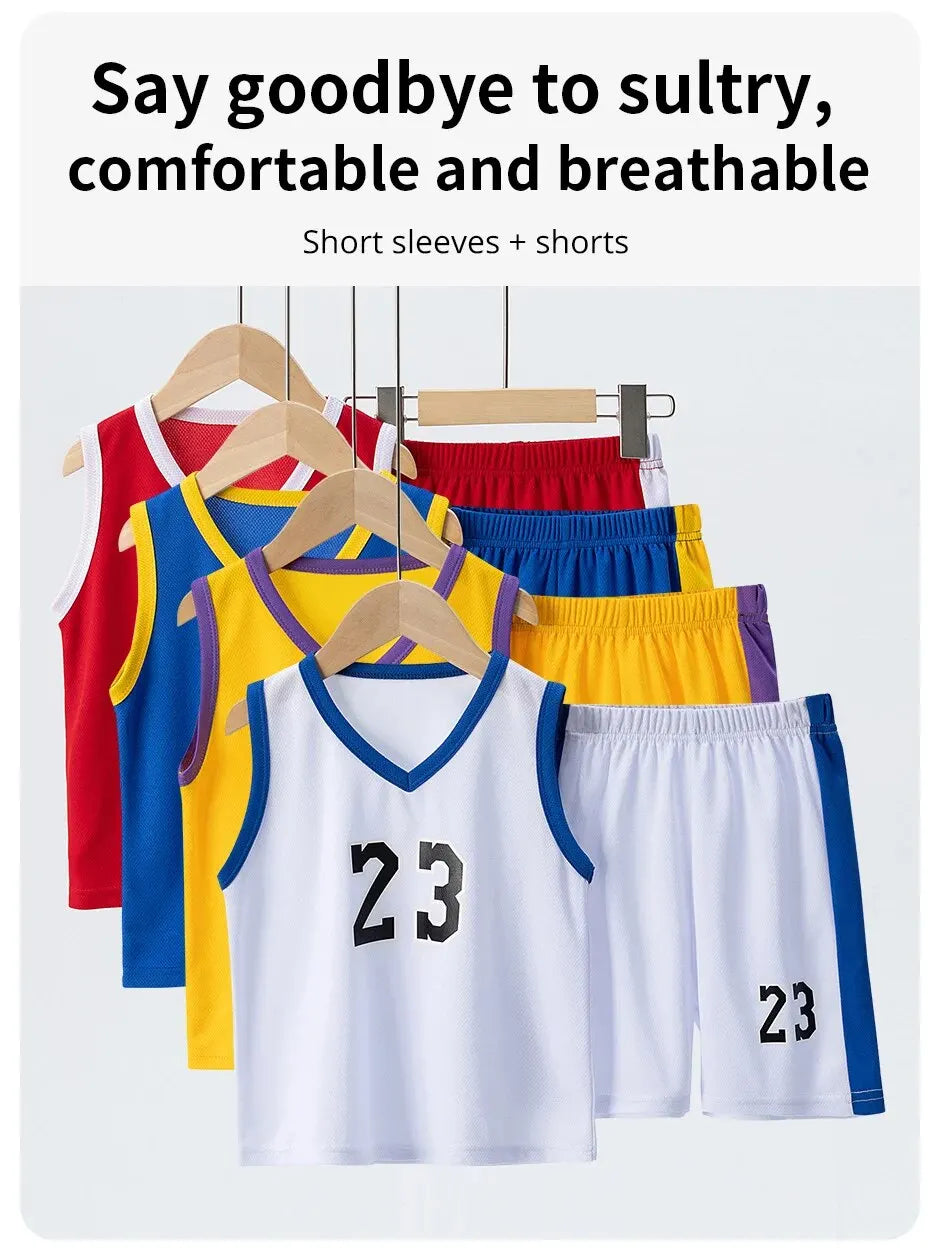 Kids Summer Sports Set – Sleeveless T-Shirt & Shorts 2/4 Piece