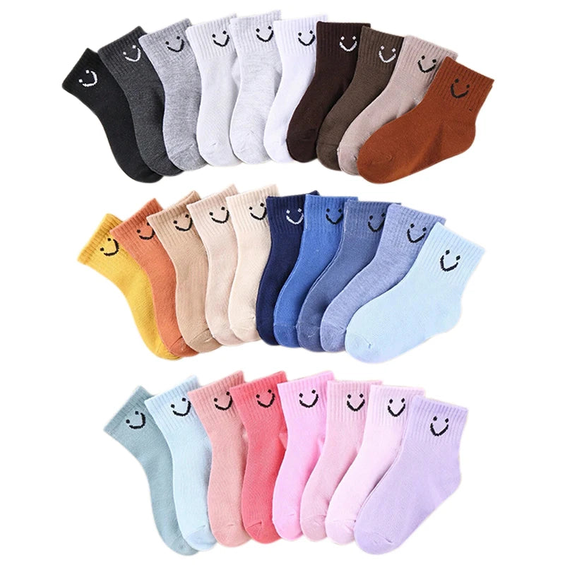 Kids Funny Face Emoji Socks – 5-Pair Set for Boys & Girls