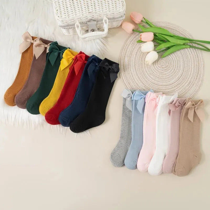 Girls Knee-High Bow Socks – 3-Pair Spanish Style Princess Set