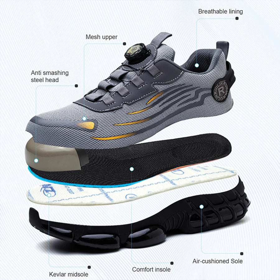 Men's Steel Toe Safety Shoes – Slip-Resistant Protective Work Sneakers