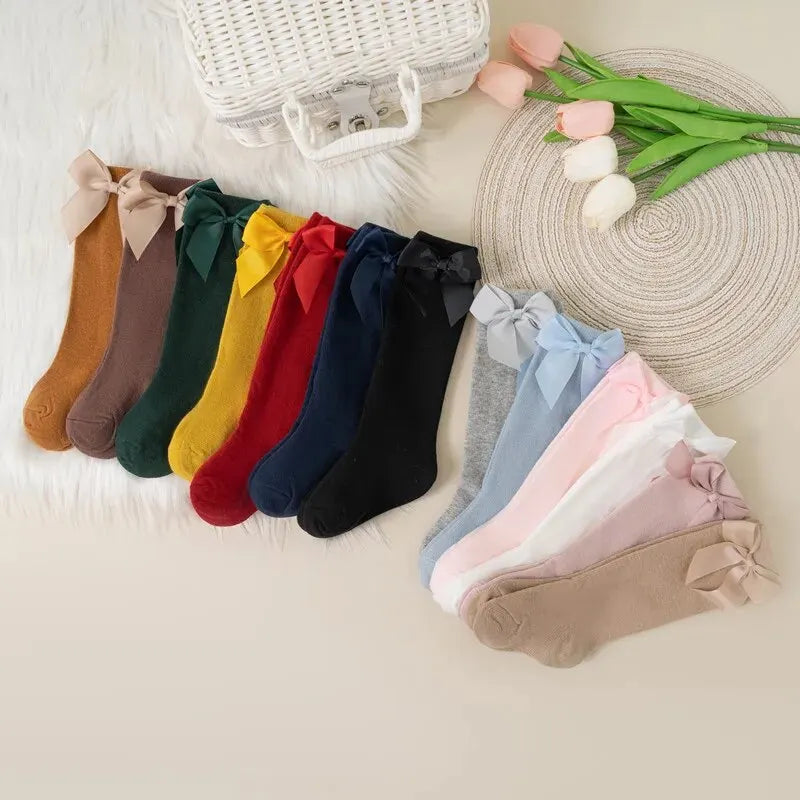 Girls Knee-High Bow Socks – 3-Pair Spanish Style Princess Set