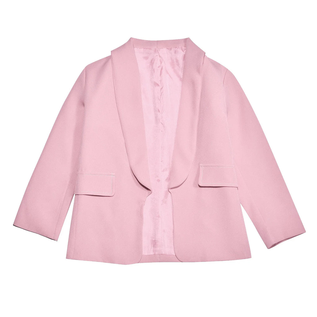 Girls' Floral Long Sleeve Suit Jacket – Open Front Winter Blazer