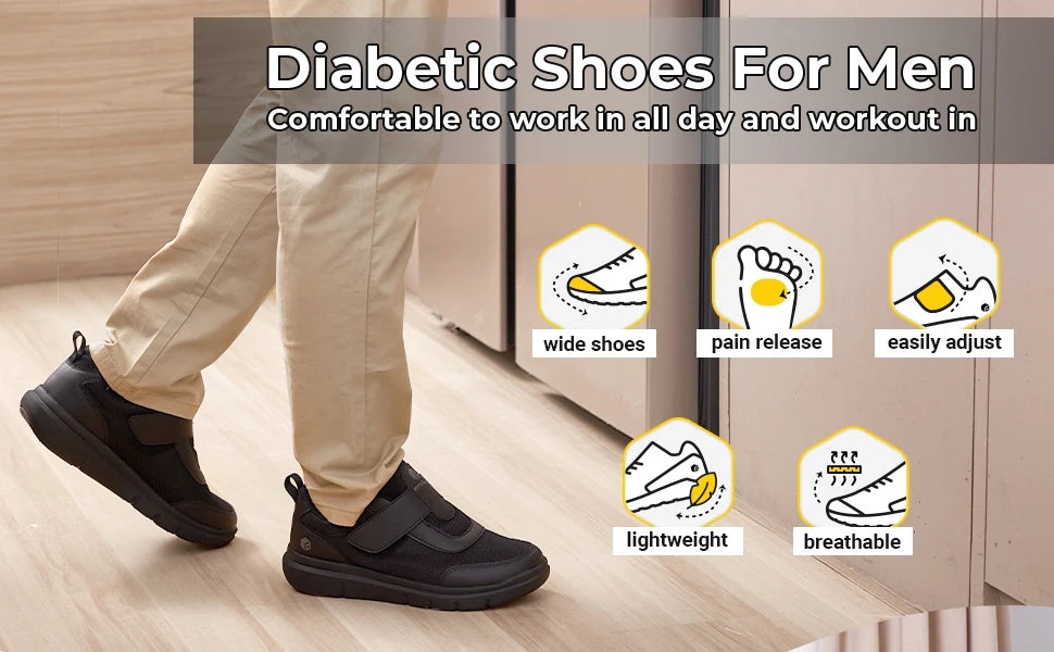 Men's Extra Wide Walking Shoes – Lightweight Casual Comfort Shoes