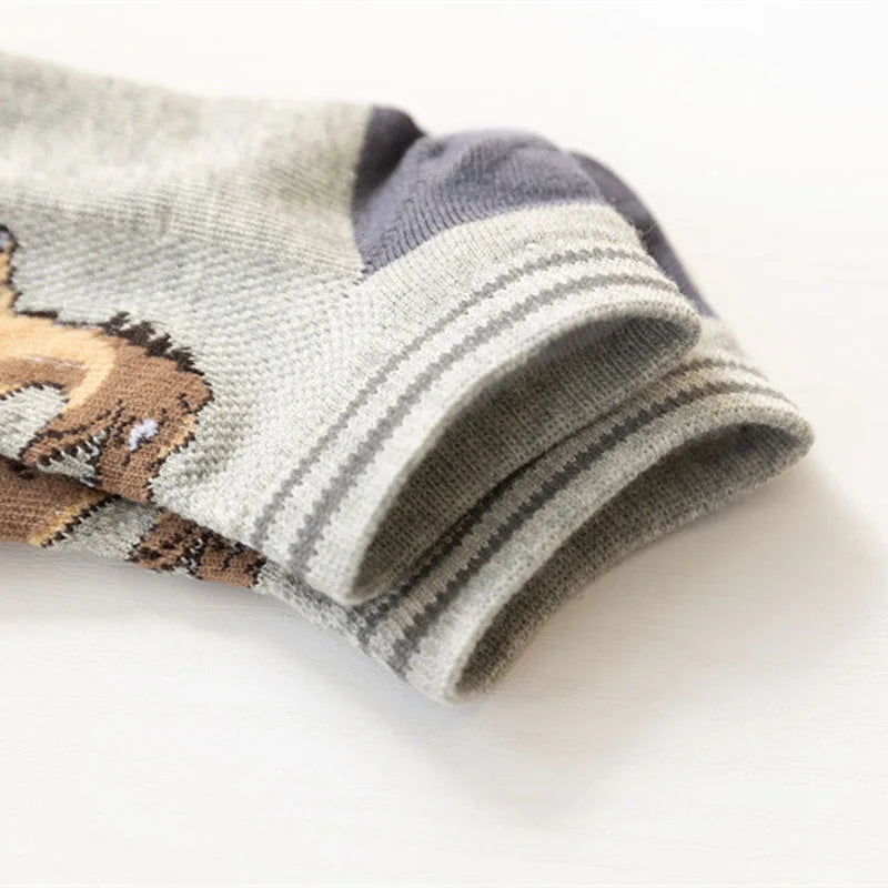 Boys Dinosaur Pattern Socks – 5-Pair Soft & Breathable Kids Socks