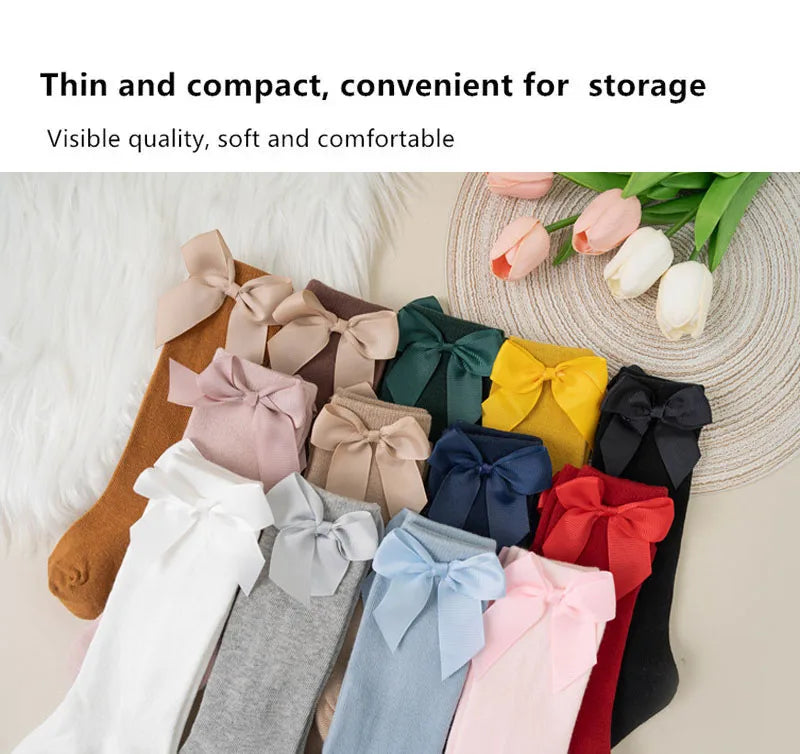 Girls Knee-High Bow Socks – 3-Pair Spanish Style Princess Set