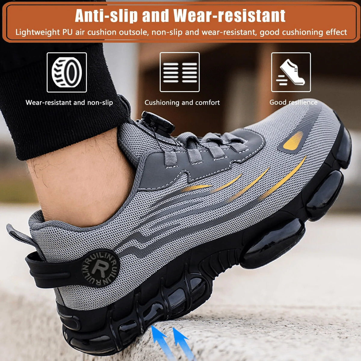 Men's Steel Toe Safety Shoes – Slip-Resistant Protective Work Sneakers