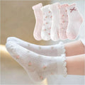 Kids Cartoon Flower Socks – 5-Pair Cotton Mesh Set