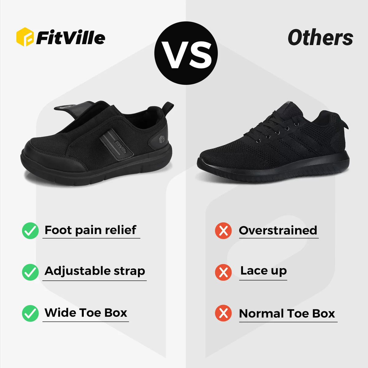 Men's Extra Wide Walking Shoes – Hook & Loop Adjustable Comfort Shoes