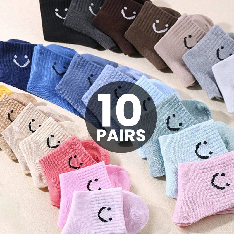 Kids Funny Face Emoji Socks – 5-Pair Set for Boys & Girls