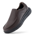 Men's Wide Fit Leather Slip-On Loafers – Lightweight Casual Walking Shoes