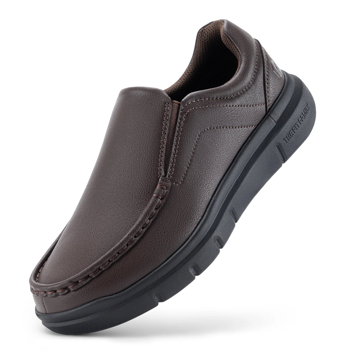 Men's Wide Fit Leather Slip-On Loafers – Lightweight Casual Walking Shoes