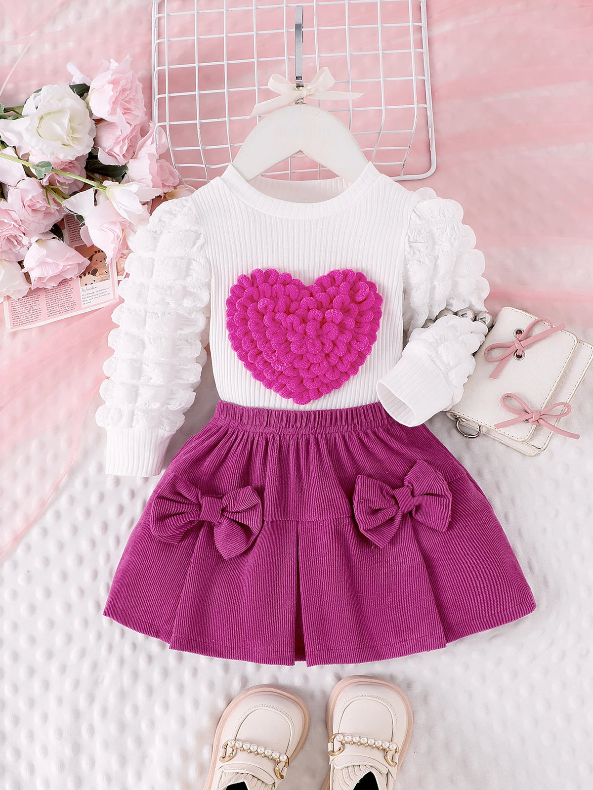Girls Summer 3-Piece Pajama Set – Short Sleeve Top & Shorts