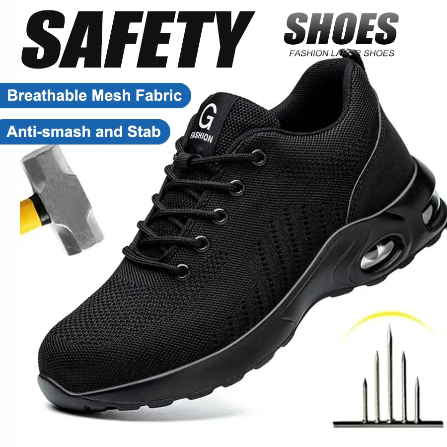 Men's Steel Toe Safety Shoes – Lightweight Breathable Work Sneakers
