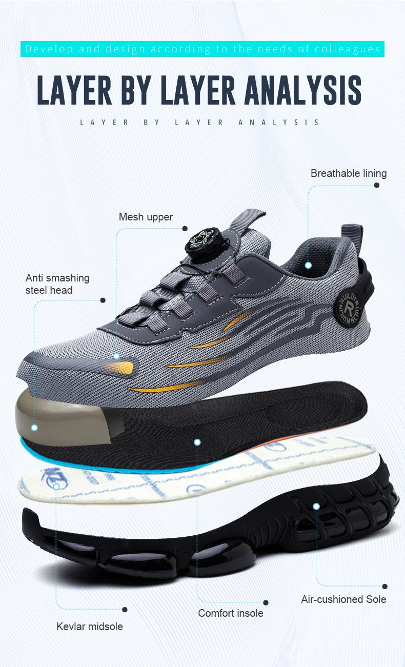 Men's Steel Toe Safety Shoes – Slip-Resistant Protective Work Sneakers