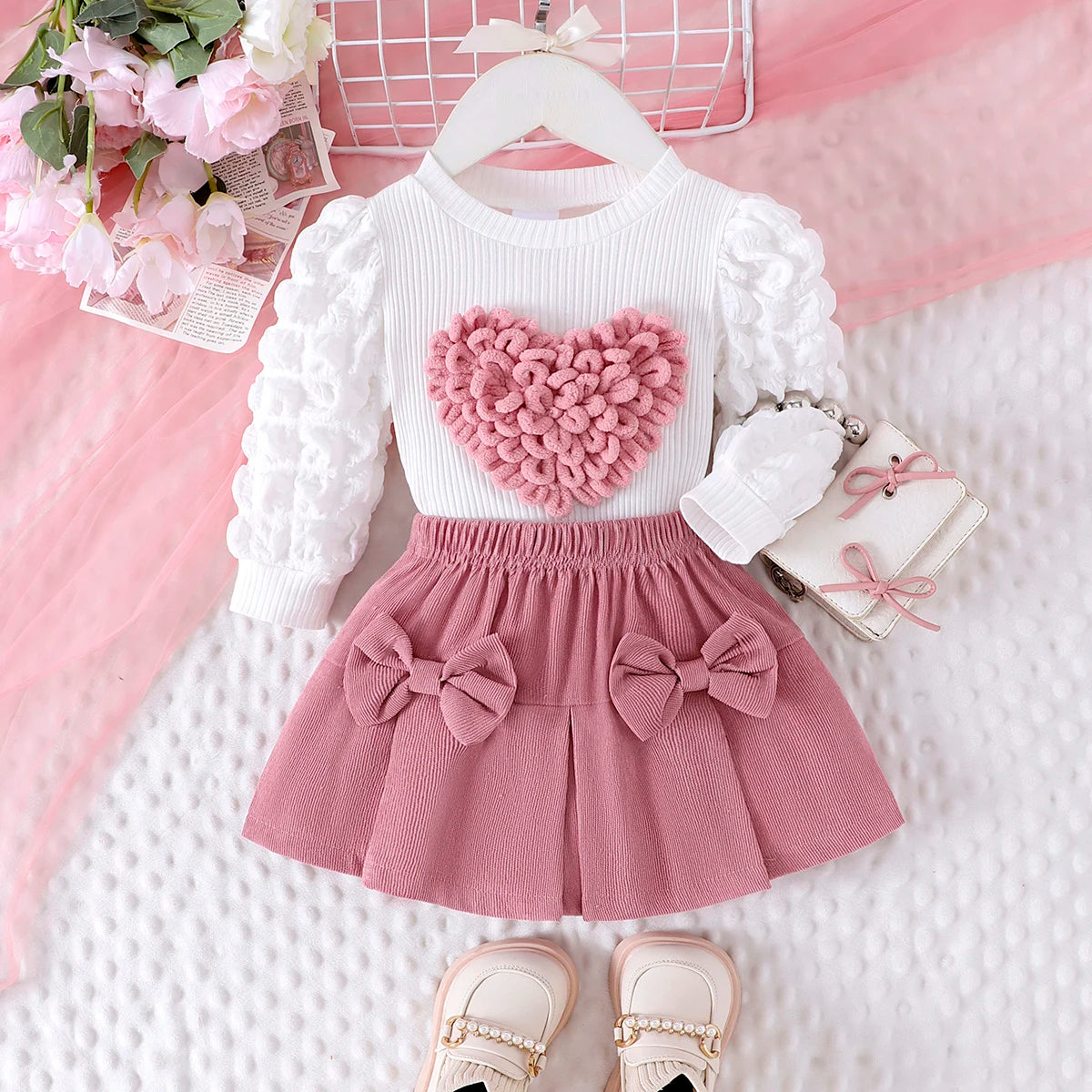 Girls Summer 3-Piece Pajama Set – Short Sleeve Top & Shorts