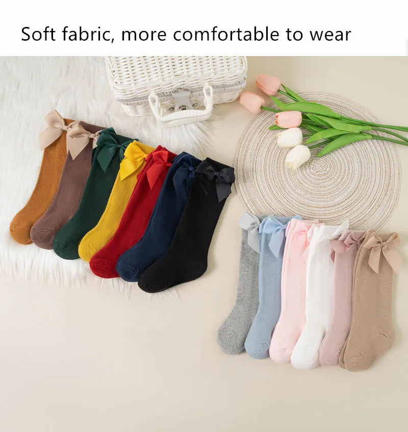 Girls Knee-High Bow Socks – 3-Pair Spanish Style Princess Set