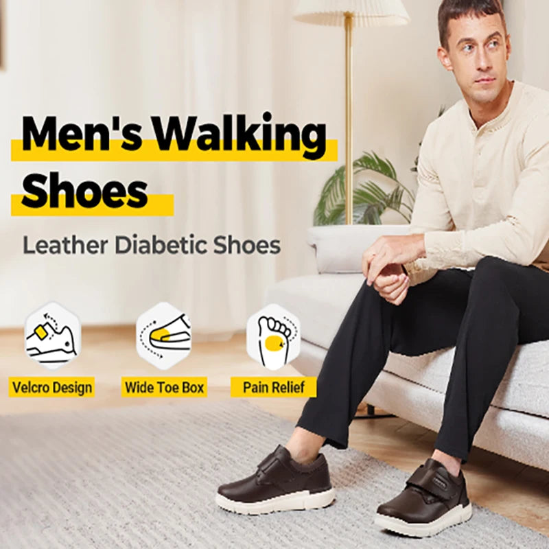 Men's Wide Leather Slip-On Shoes – Lightweight Non-Slip Comfort Shoes